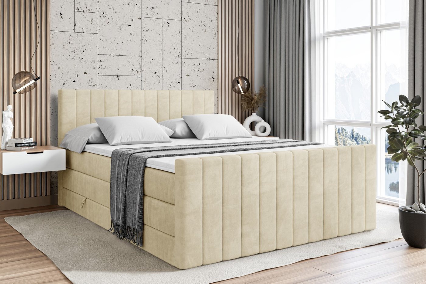 ALTDECOR Boxspringbett EDITA-Z KING (Multipocket-Matratze H4 und H3 Matratz günstig online kaufen