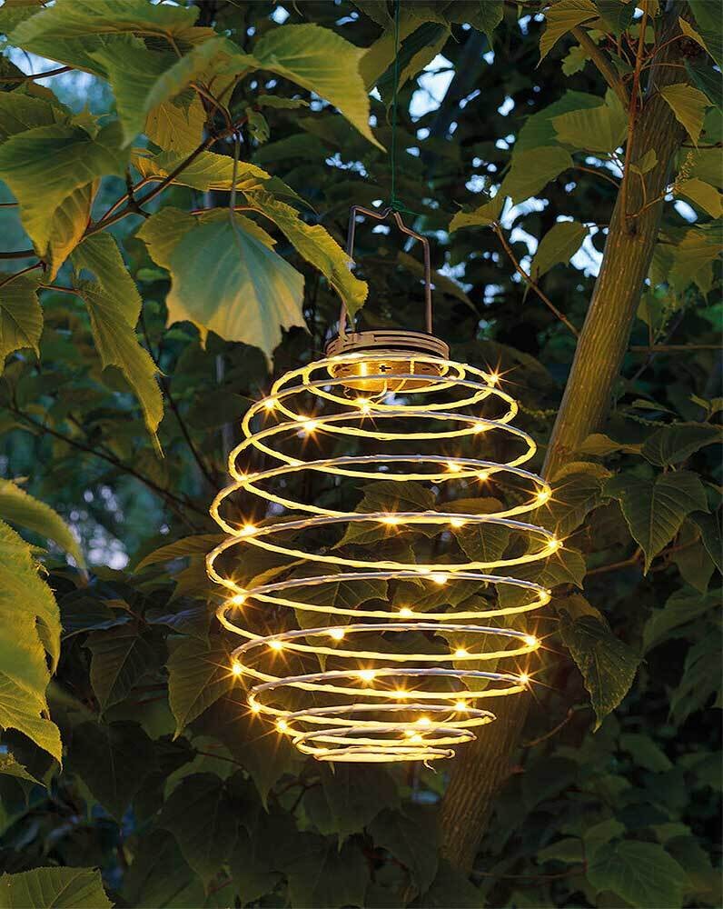 LED Lampion Solar Metall Spirale Schwarz Laterne zum Aufhängen Warmweiß Ø 1 günstig online kaufen