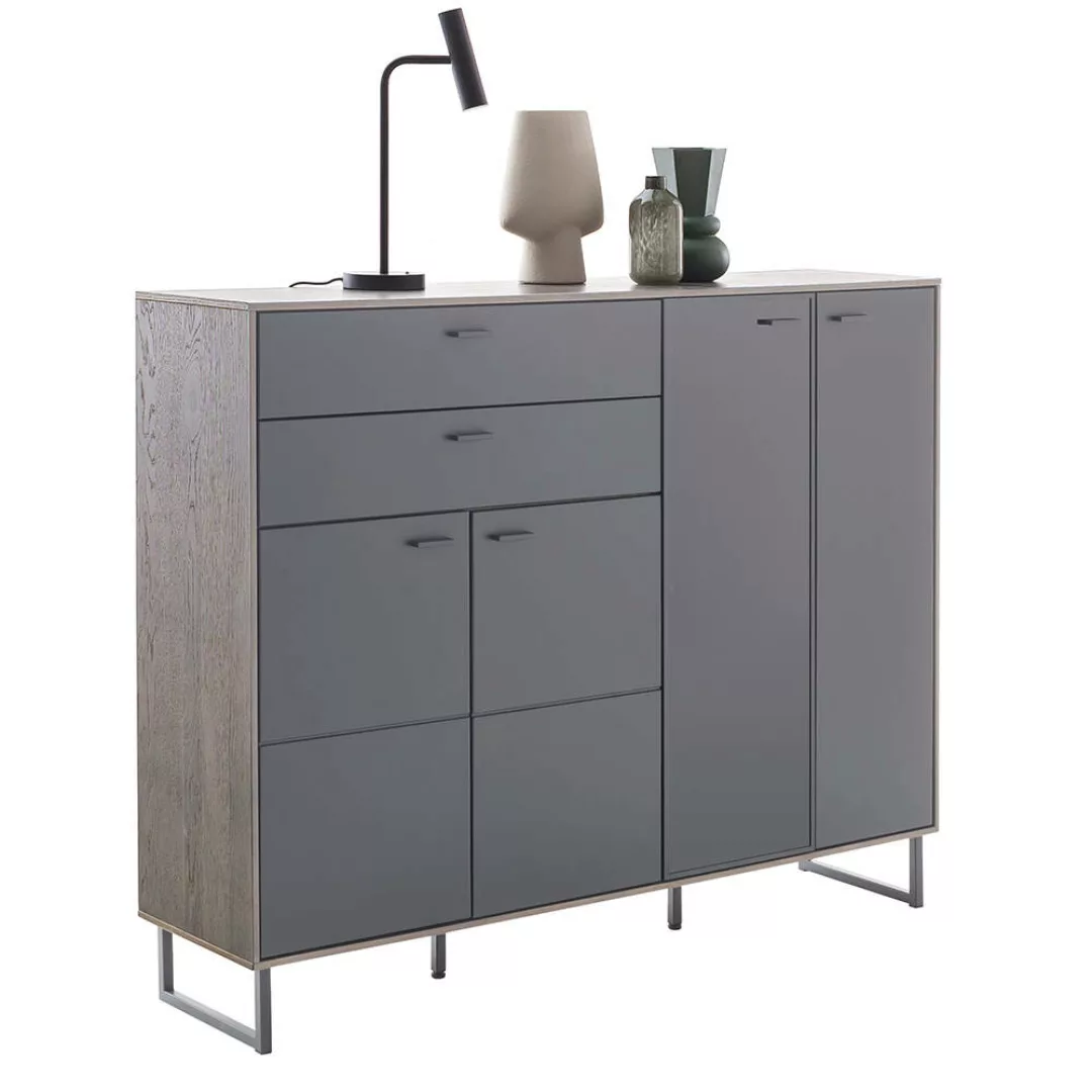 Highboard in schwarz mit Eiche VARAZZE-05 günstig online kaufen