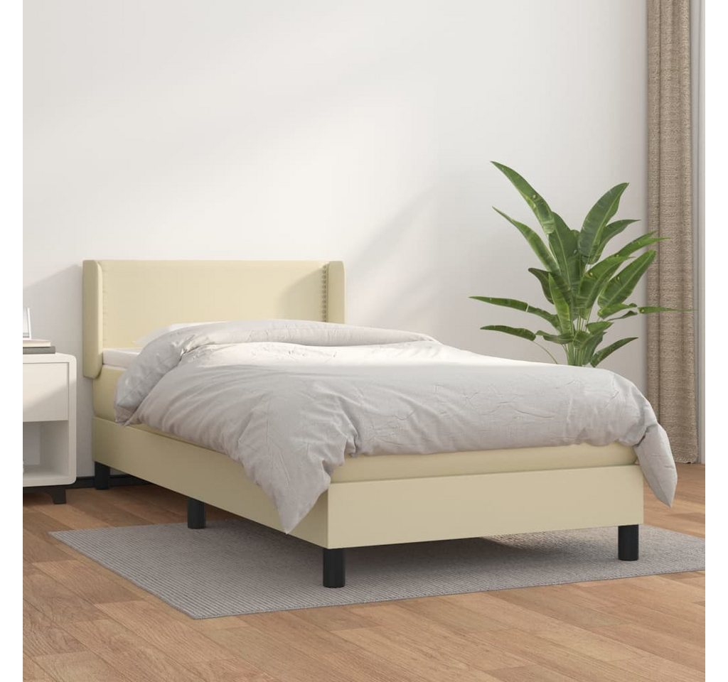 Vidaxl Boxspringbett Mit Matratze Creme 100x200 Cm Kunstleder günstig online kaufen