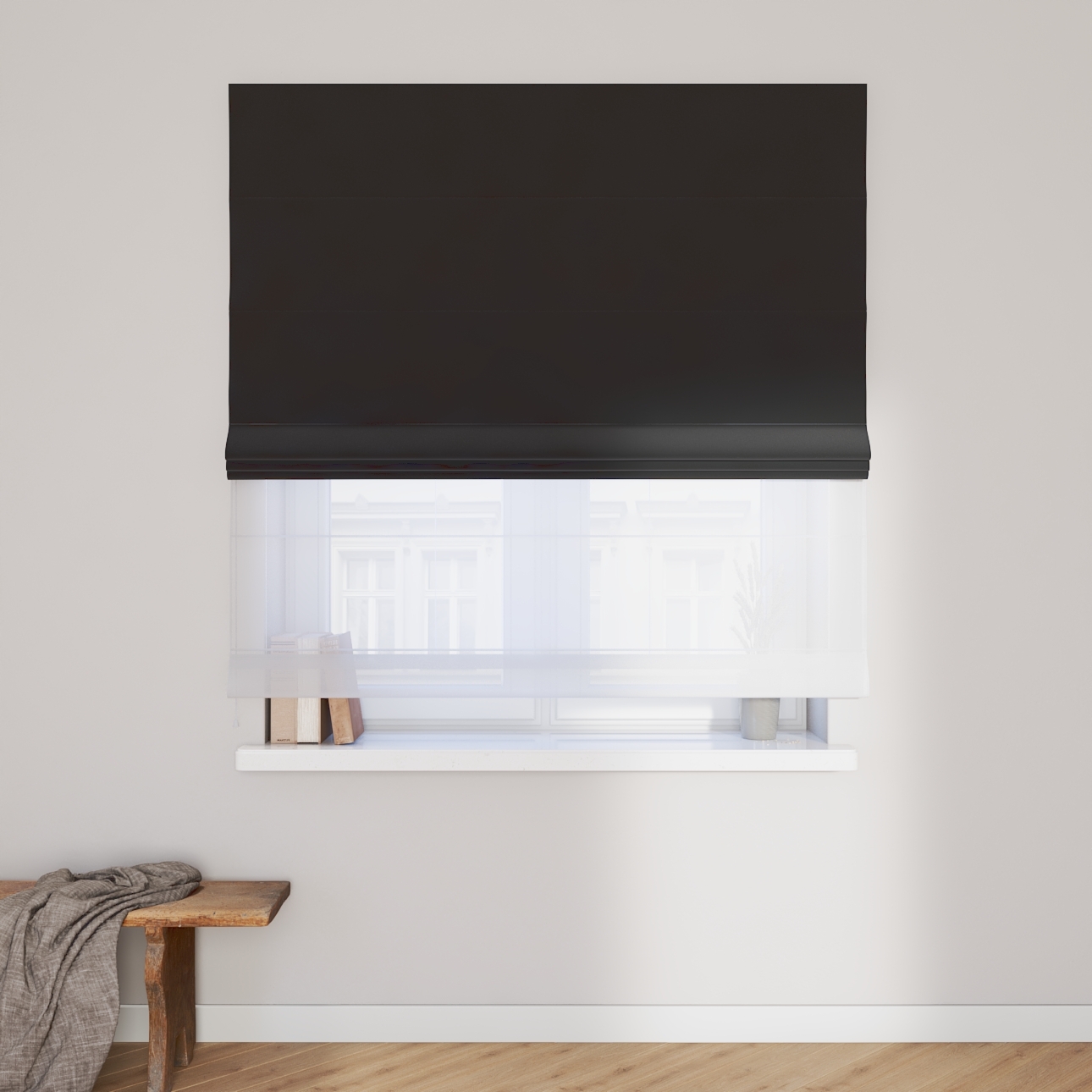 Dekoria Doppelraffrollo Duo, schwarz, 130 x 170 cm günstig online kaufen