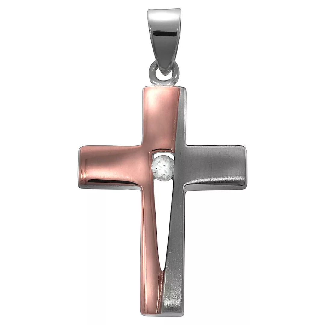 Vivance Kettenanhänger "925 Sterling Silber zweifarbig Kreuz" günstig online kaufen