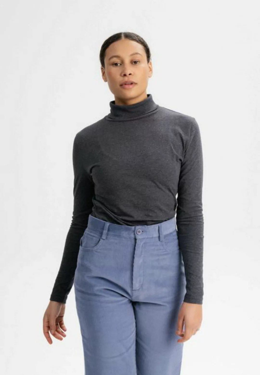 MELA Langarmshirt Damen Turtleneck Shirt ANCHAL Fein gerippter Kragen günstig online kaufen