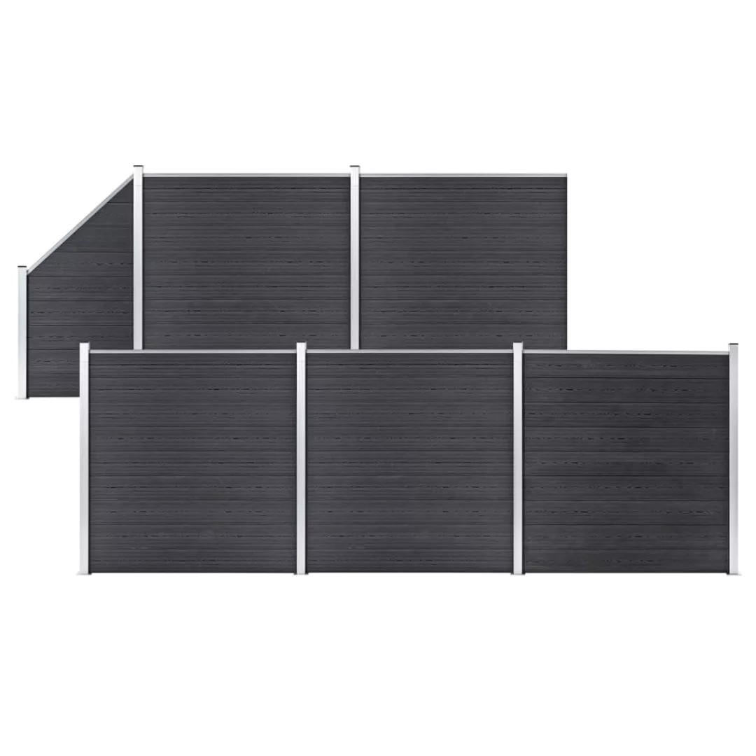 Wpc Zaun-set 5 Quadrate + 1 Schräge 965x186 Cm Grau günstig online kaufen