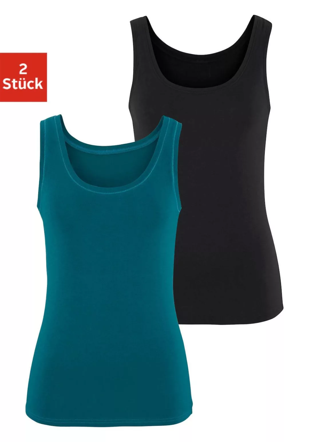 Vivance Tanktop "aus elastischer Baumwoll-Qualität", (2er-Pack) günstig online kaufen