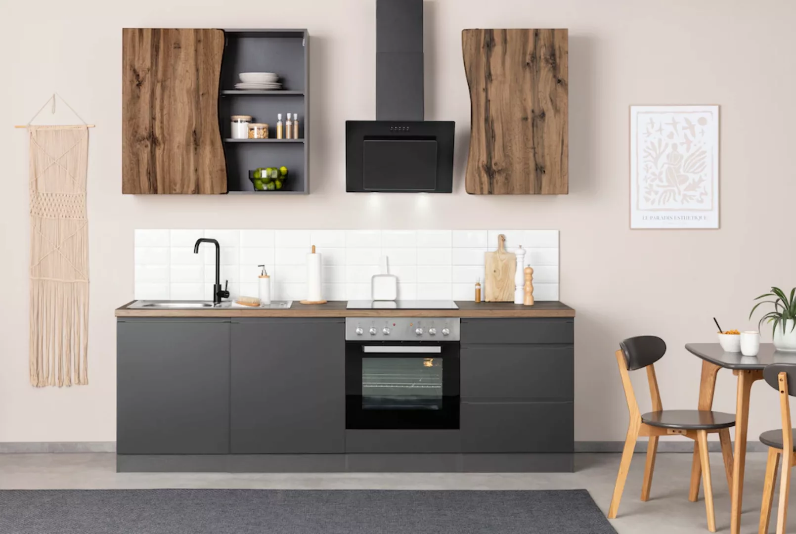 Kochstation Küche "KS-Bruneck", 240cm breit, wahlweise mit oder ohne E-Gerä günstig online kaufen