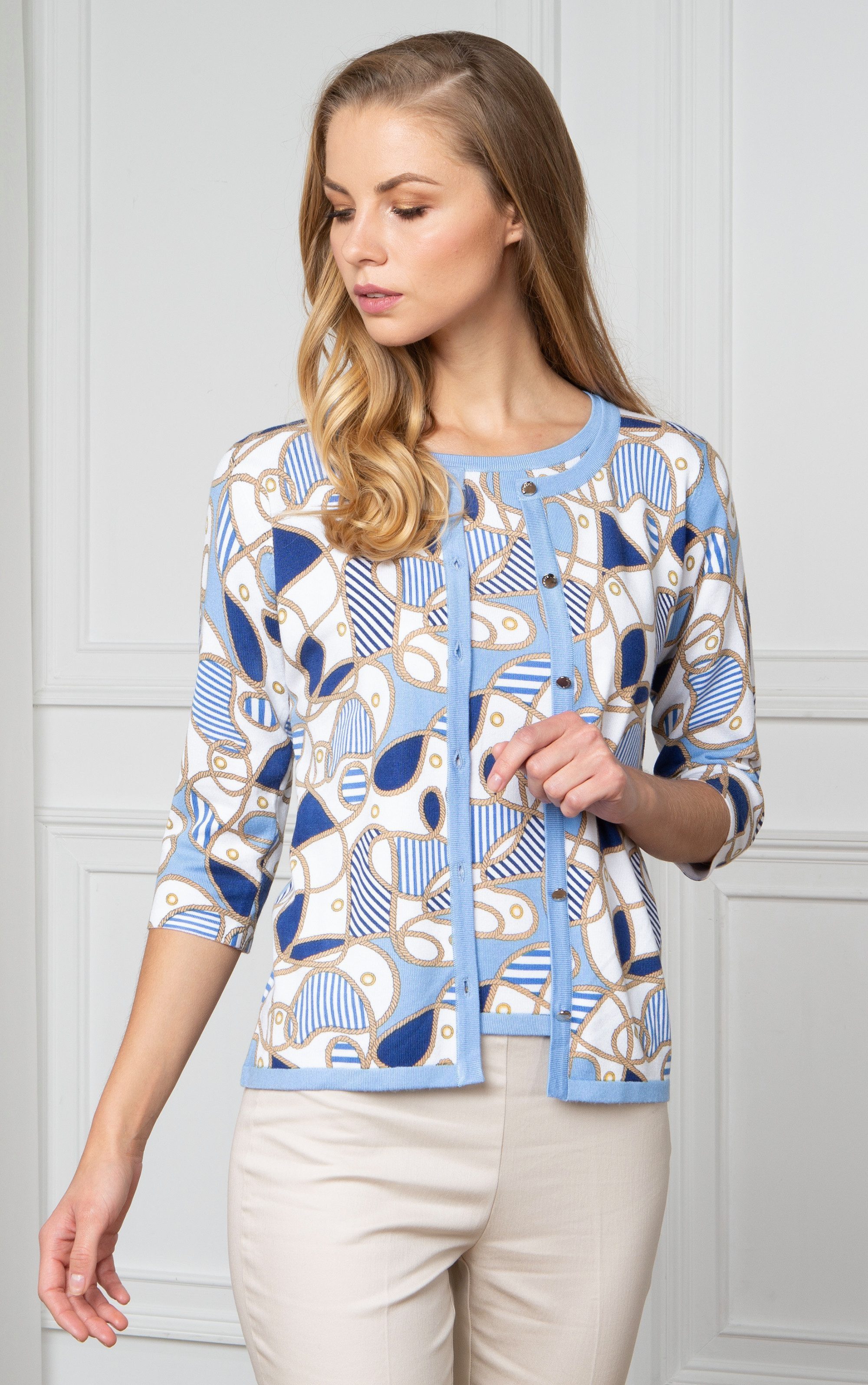 Passioni 2-in-1-Strickjacke Twinset mit Maritimen-Design günstig online kaufen