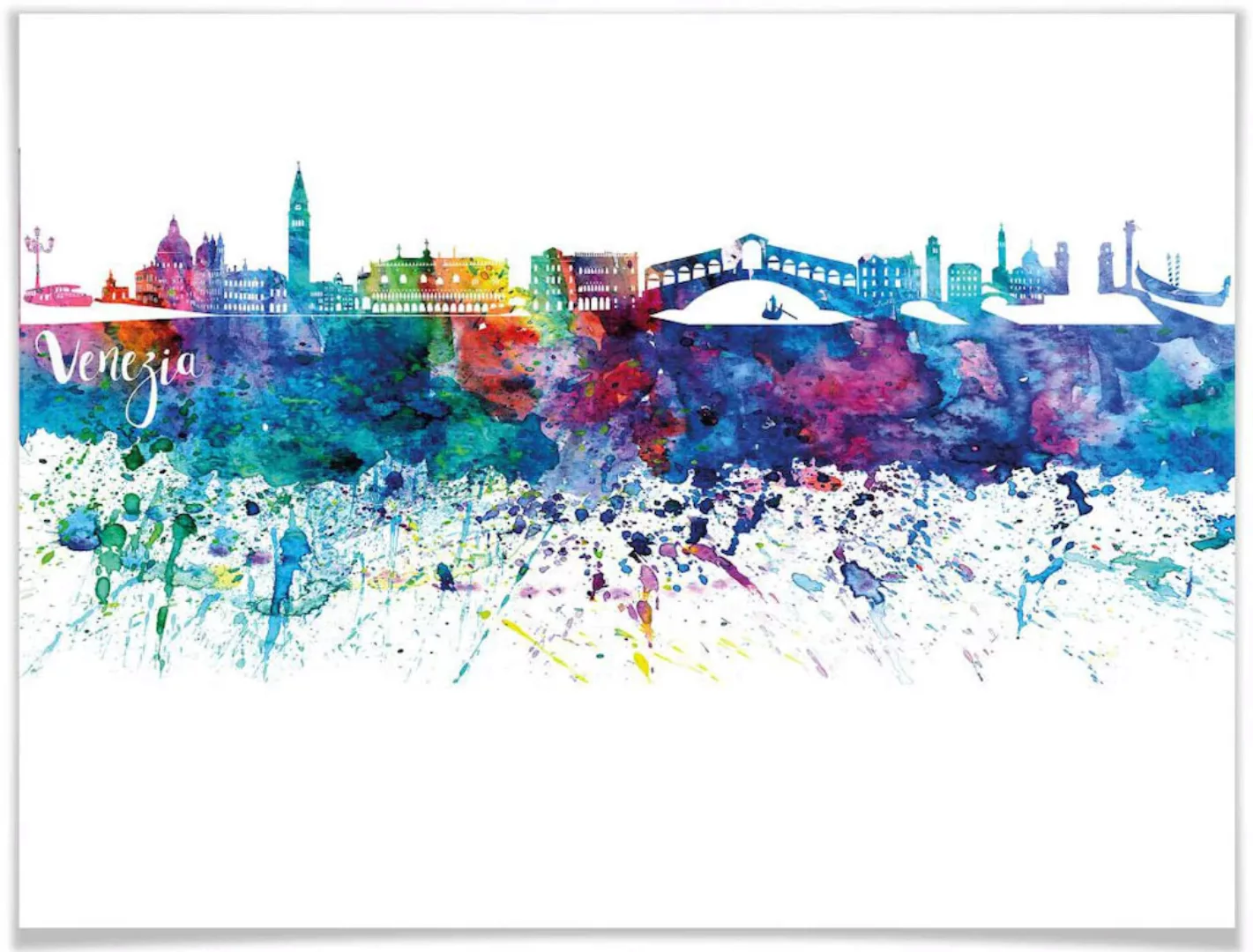 Wall-Art Poster »Graffiti Bunt Venedig Skyline«, Graffiti, (1 St.), Poster günstig online kaufen