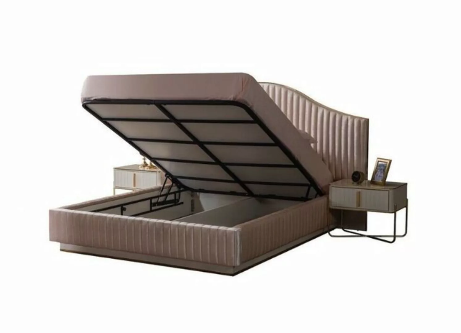 JVmoebel Bett Design Doppelbett Samt Bett Stoff Polster Schlafzimmer Ehe Be günstig online kaufen