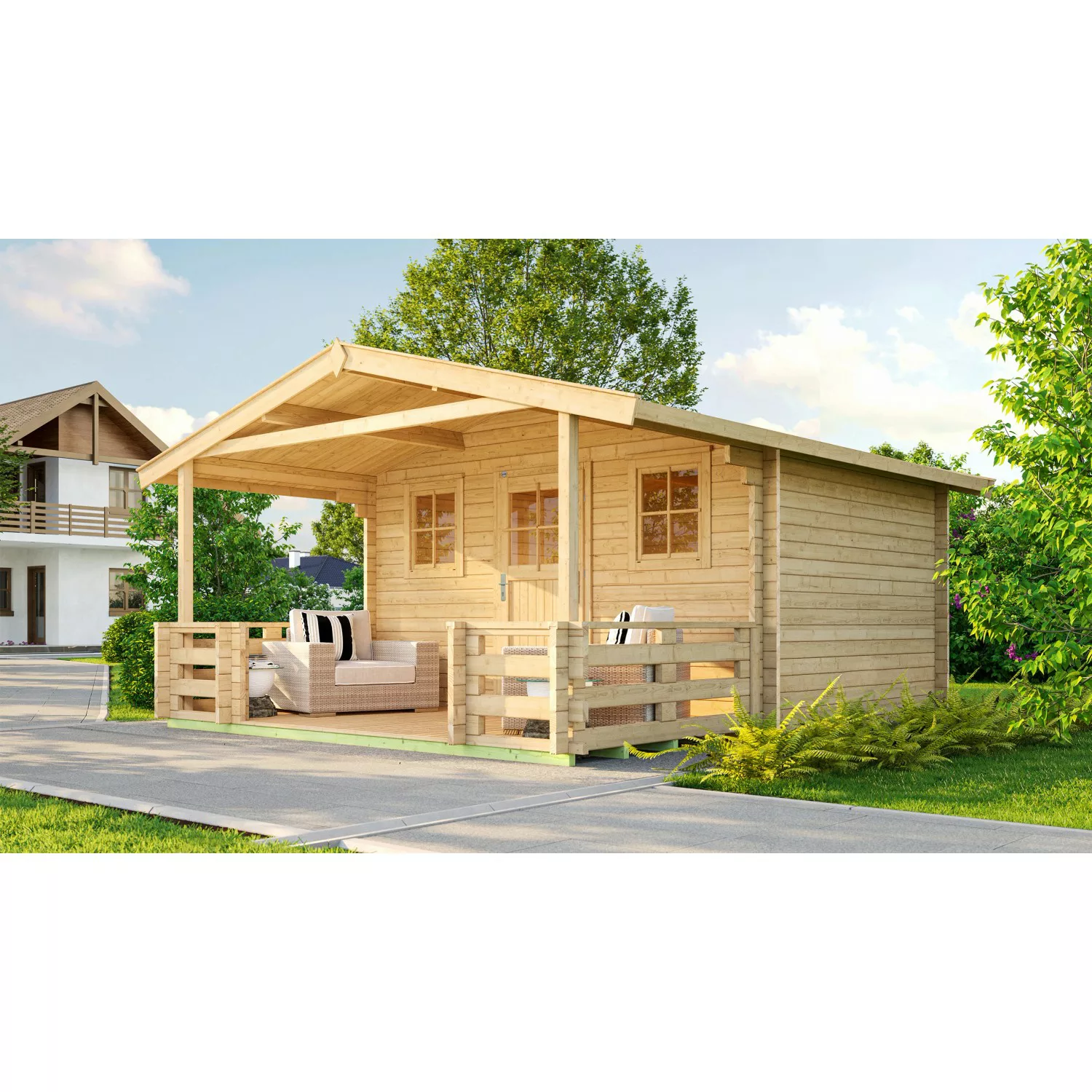 Weka Holz-Gartenhaus Satteldach Unbehandelt 460 cm x 594 cm günstig online kaufen