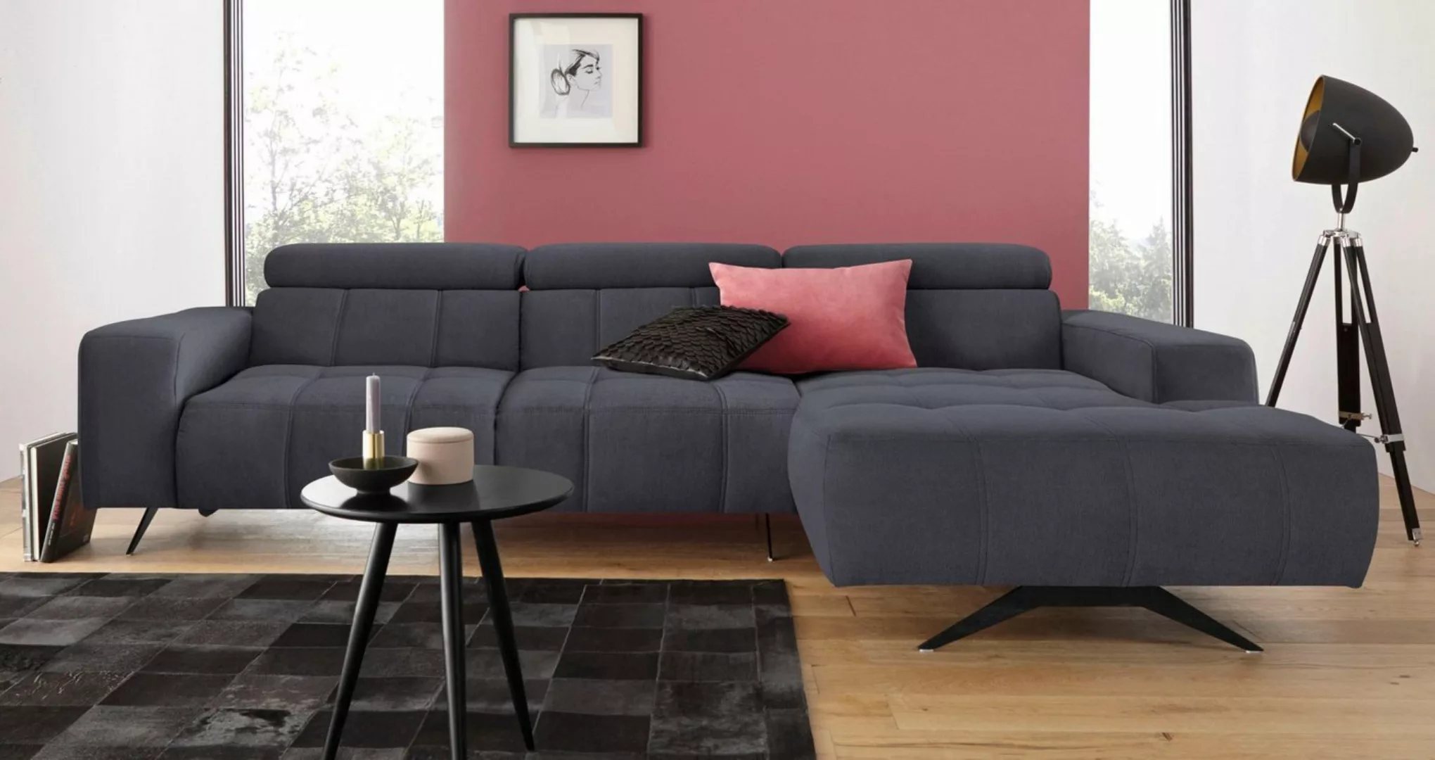 DOMO collection Ecksofa »Trento L-Form«, wahlweise mit Kopfteilverstellung, günstig online kaufen