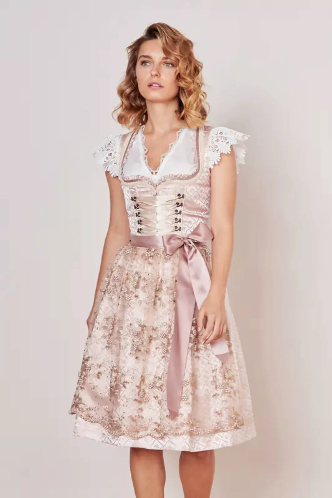 Krüger Madl Dirndl Midi Dirndl 2tlg. - MARLENA - rosé günstig online kaufen