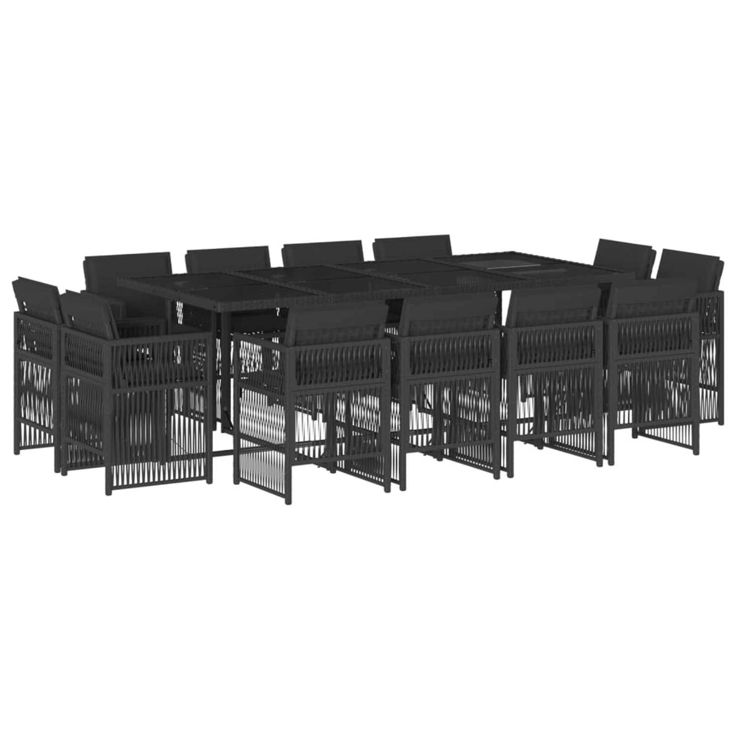 vidaXL 13-Tlg Garten-Essgruppe mit Kissen Schwarz Poly Rattan 3211039 günstig online kaufen