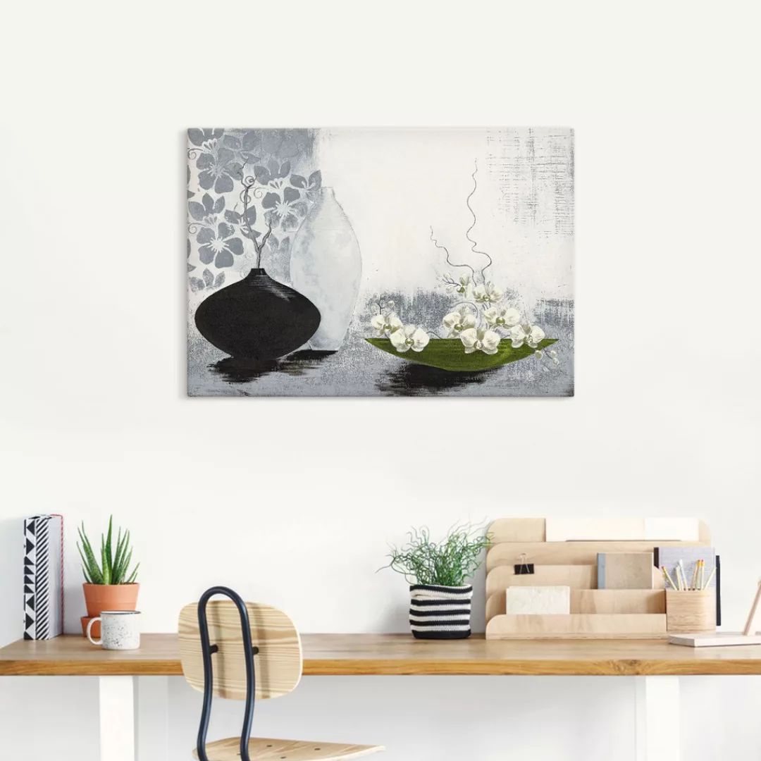 Artland Wandbild "Modernes bauchiges Gefäß mit Orchideen", Vasen & Töpfe, ( günstig online kaufen