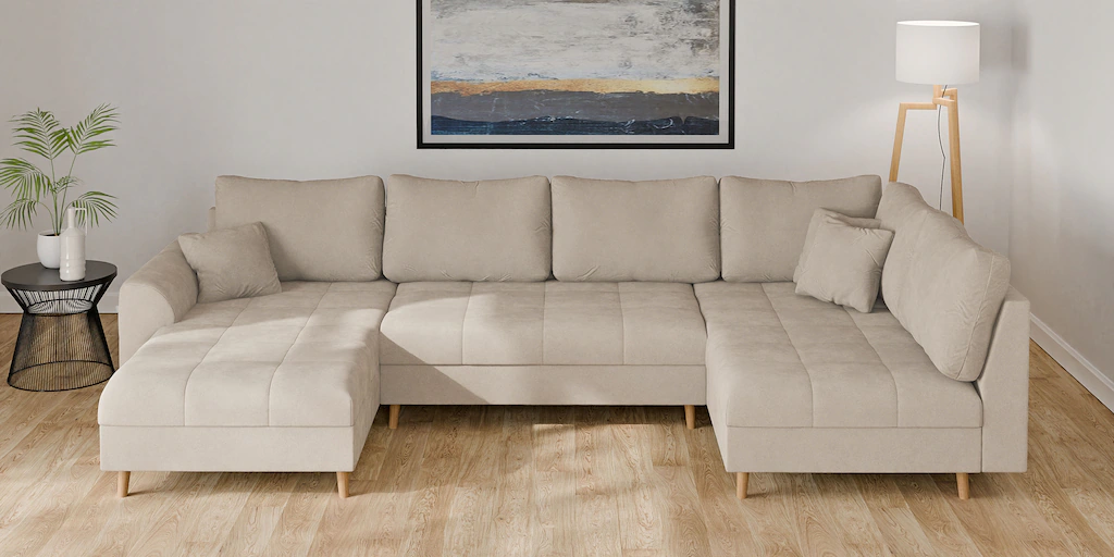 Home affaire Wohnlandschaft "CHARRE U-Form mit Ottomane, Maße B/T/H: 310/16 günstig online kaufen