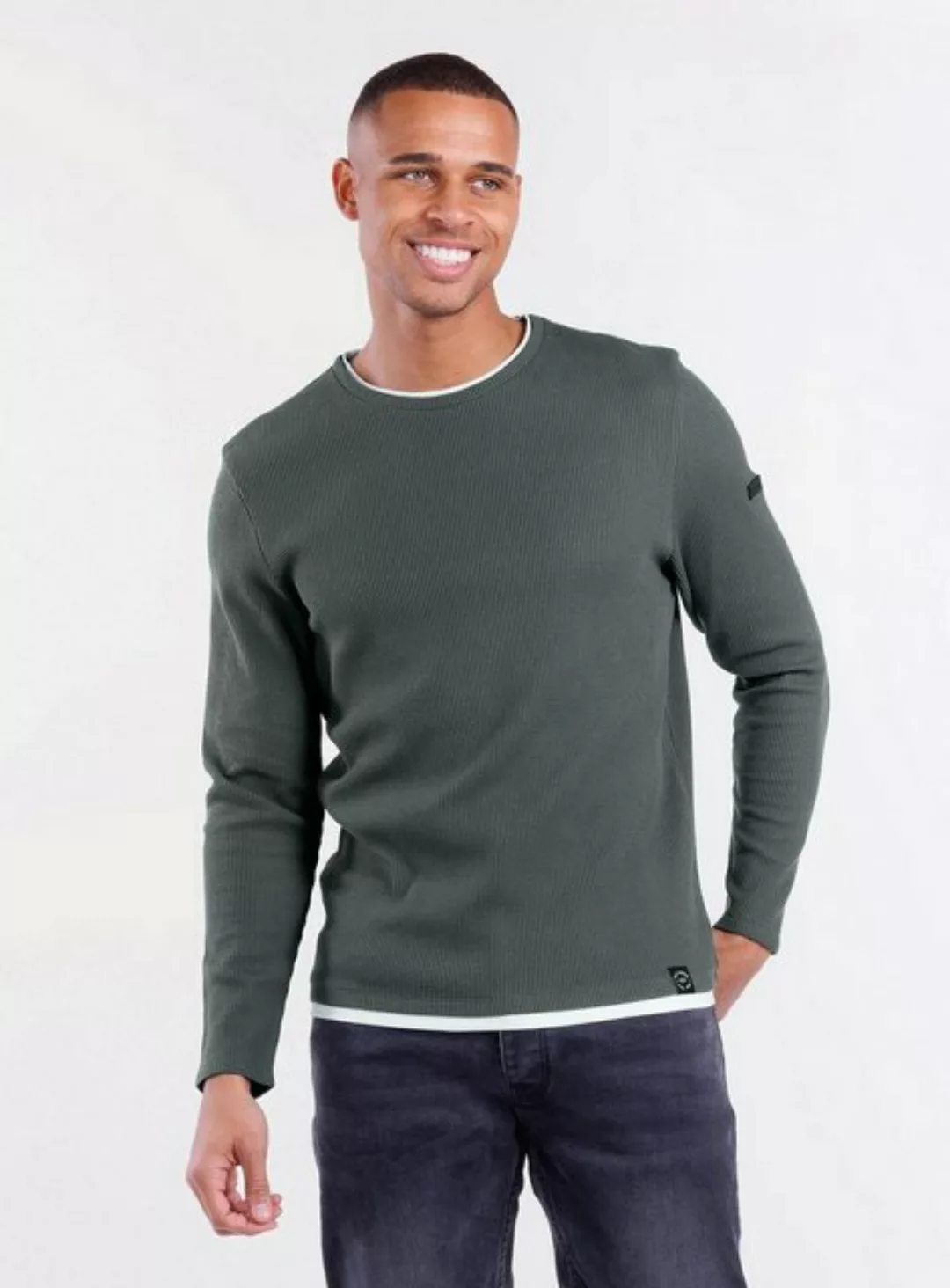 Key Largo Strickpullover Stefano für Herren double Layer Look einfarbig kör günstig online kaufen