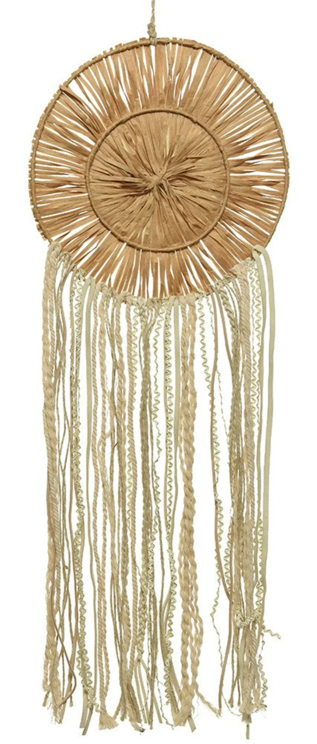 Makramee Traumfänger Wandbehang Boho Wanddeko Stroh Baumwolle H 60cm günstig online kaufen