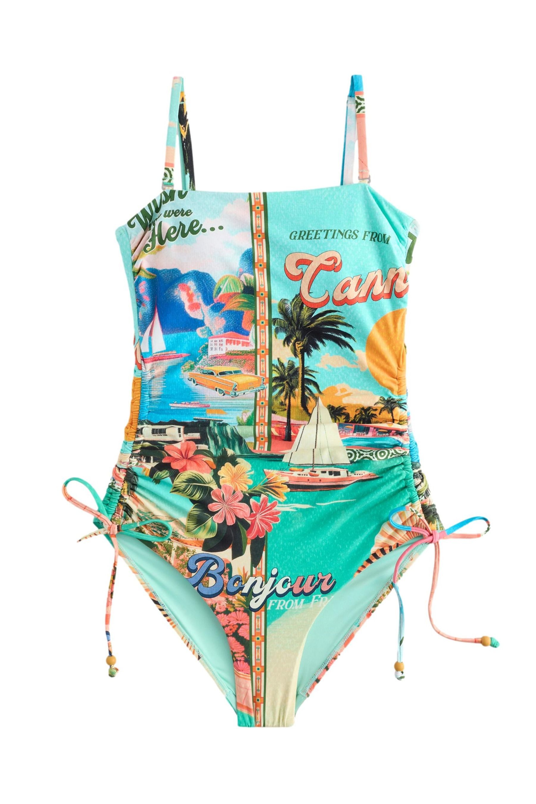 Next Badeanzug Bauchformender Bandeau-Badeanzug mit Beinrüschen günstig online kaufen