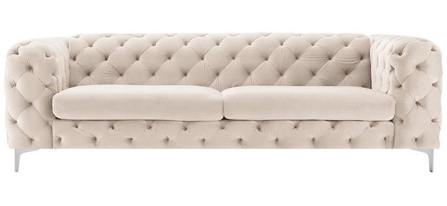 Xlmoebel Sofa Modernes dreisitziges Chesterfield Sofa in Beige aus Textil f günstig online kaufen