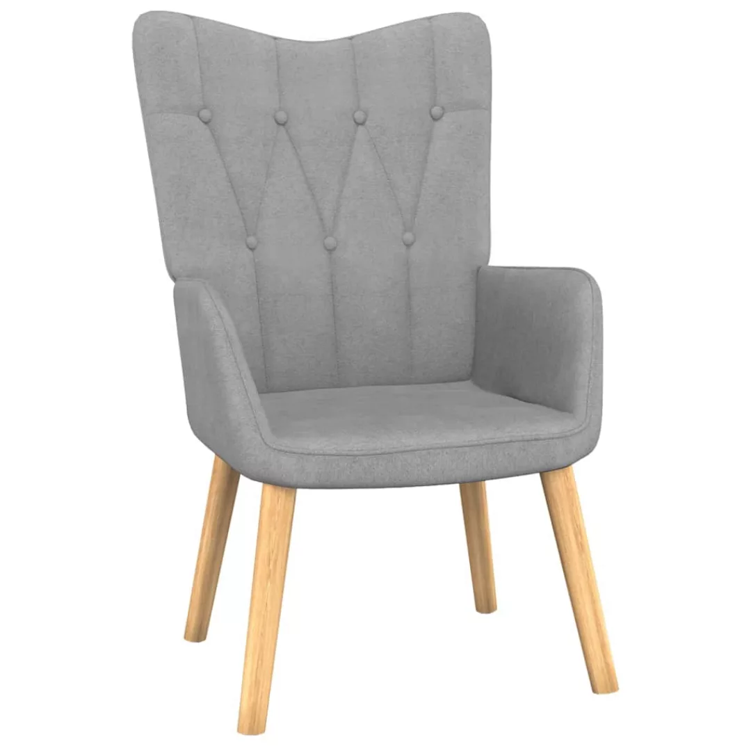 Relaxsessel Mit Hocker 62x68,5x96 Cm Hellgrau Stoff günstig online kaufen