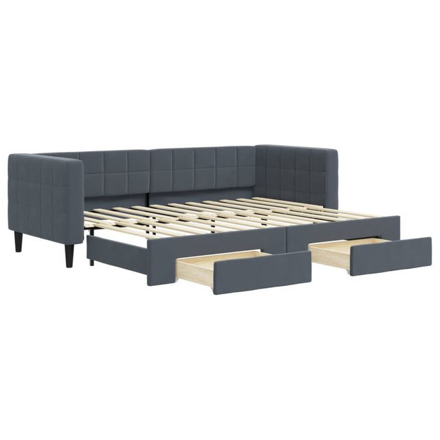 vidaXL Bett Tagesbett Ausziehbar mit Schubladen Dunkelgrau 80x200 cm Samt günstig online kaufen