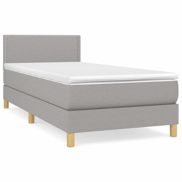 vidaXL Boxspringbett Boxspringbett mit Matratze Hellgrau 90x200 cm Stoff Be günstig online kaufen