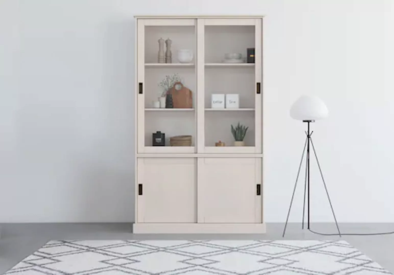 Home affaire Vitrine "Schröder", mit 2+2 Schiebetüren, aus massivem Kiefern günstig online kaufen