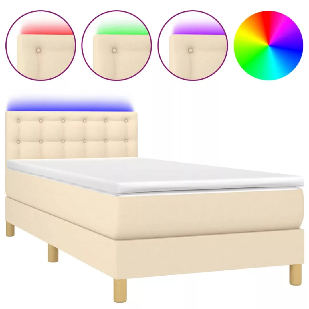 vidaXL Boxspringbett Boxspringbett mit Matratze LED Creme 80x200 cm Stoff B günstig online kaufen