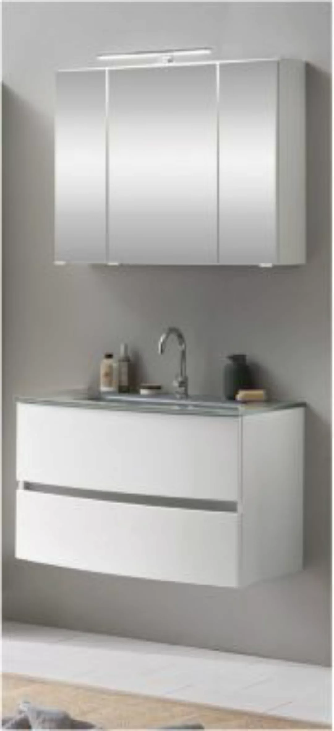 Lomadox Waschplatz Set 2-tlg. 80 cm in matt weiß LAURIA-03 inkl. LED Beleuc günstig online kaufen