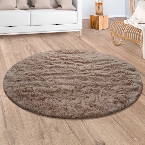 Paco Home Hochflor-Teppich »Silky 591«, rund, 37 mm Höhe, Uni Farben, beson günstig online kaufen