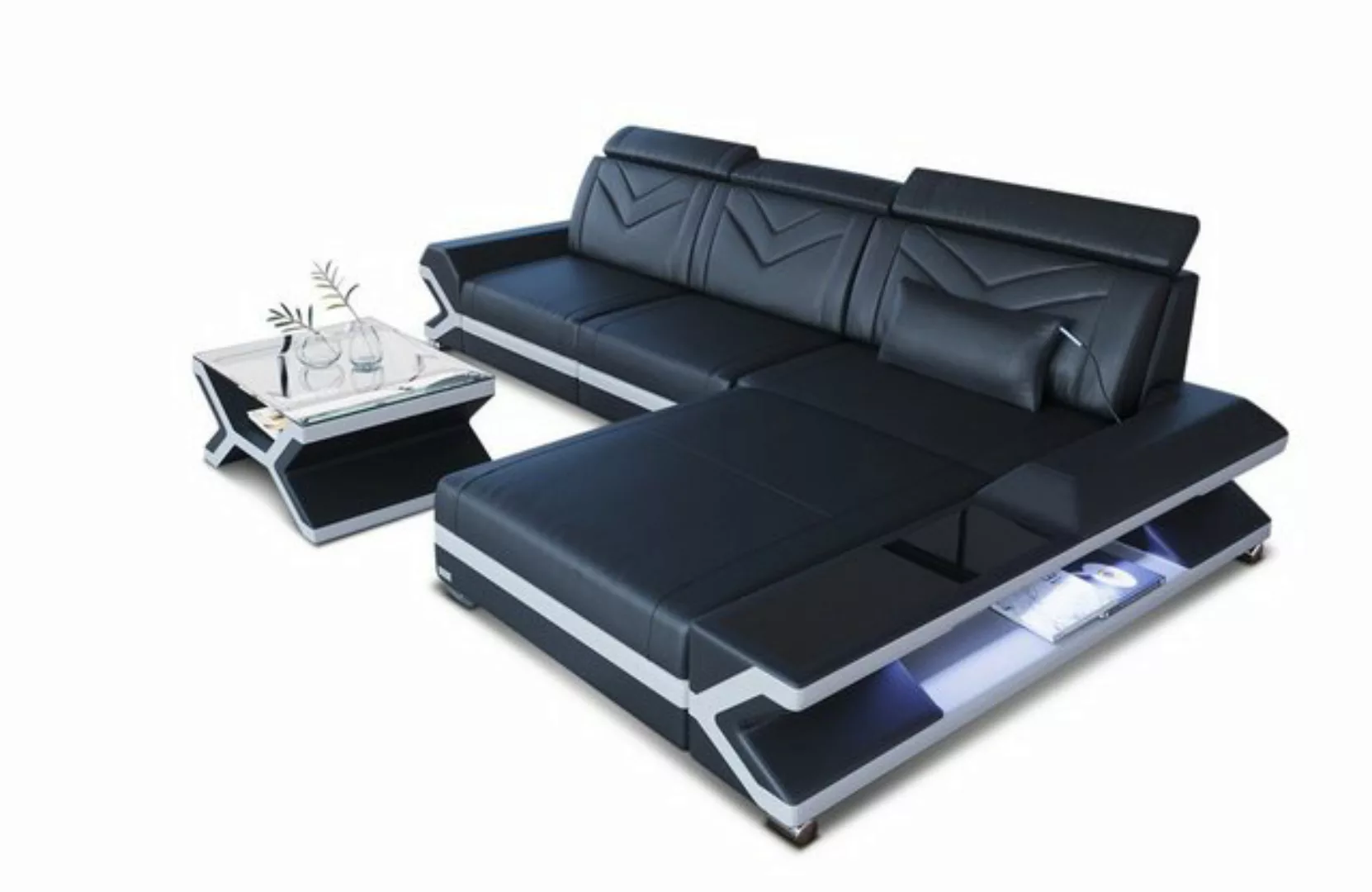 Sofa Dreams Ecksofa Leder Couch Sofa Napoli L Form Ledersofa, mit LED, wahl günstig online kaufen