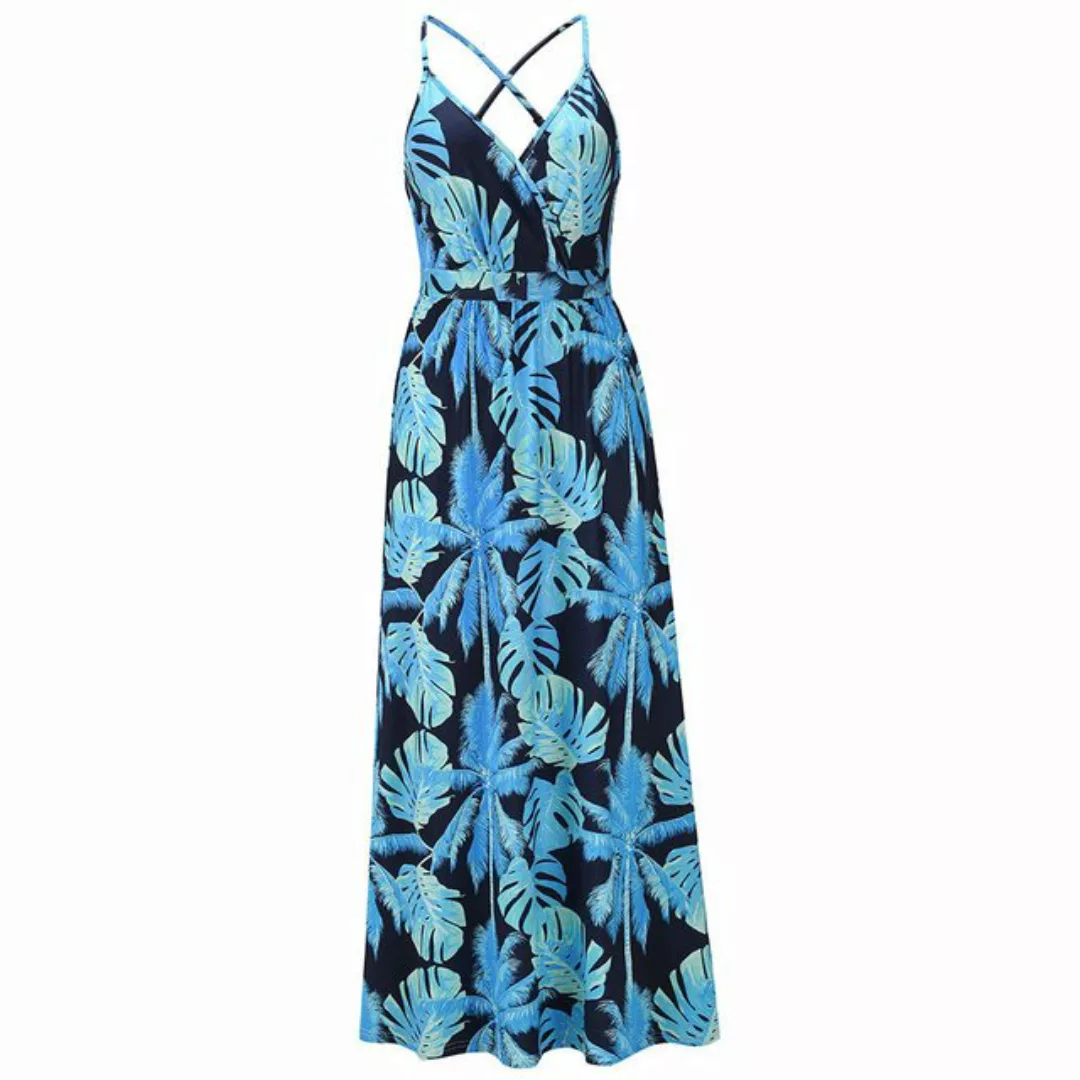 BlauWave Dirndl Sommerkleid Damen Maxi Boho-Kleid Ärmelloses Strandkleid (1 günstig online kaufen