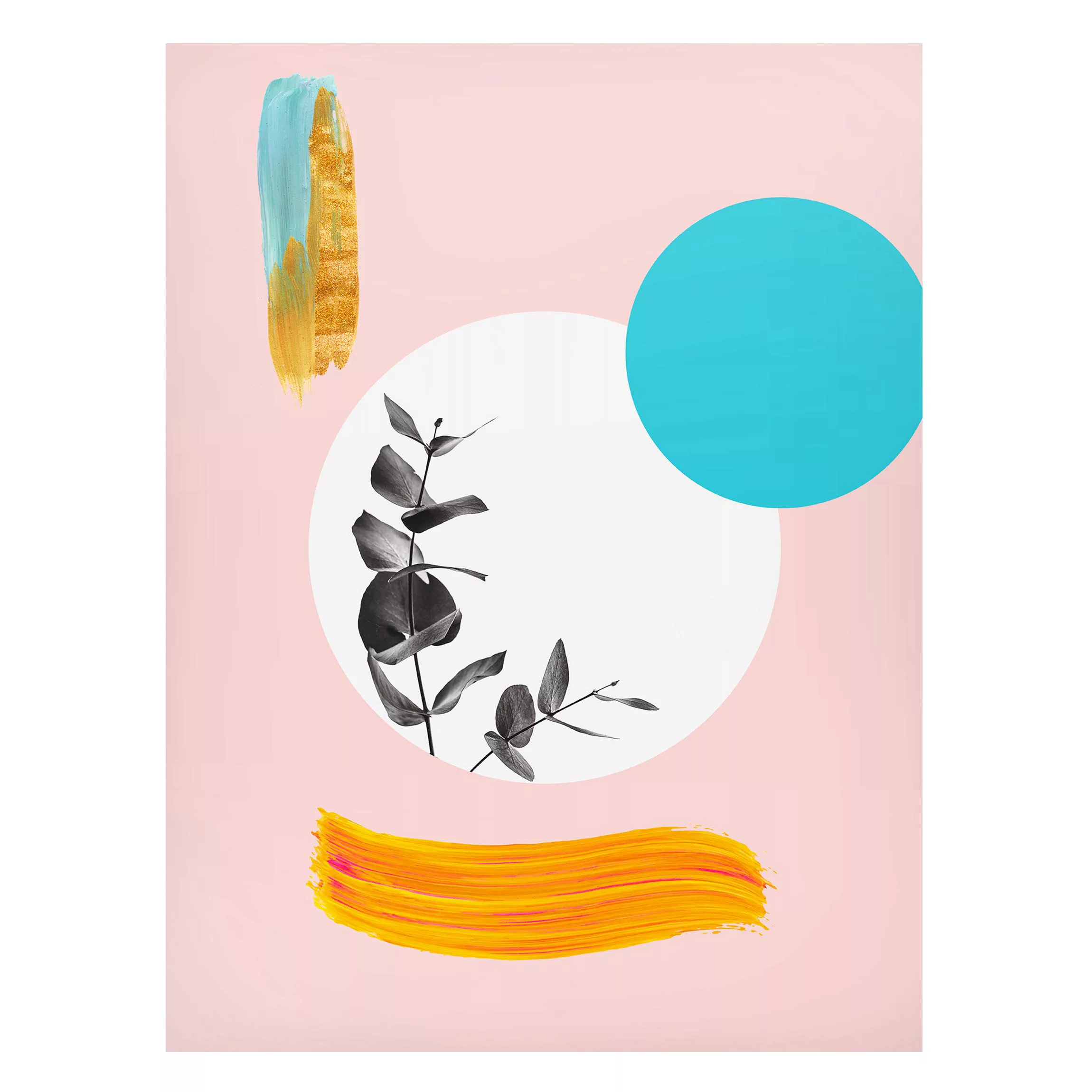 Magnettafel Abstraktes Pastell mit Blätter und Punkten günstig online kaufen