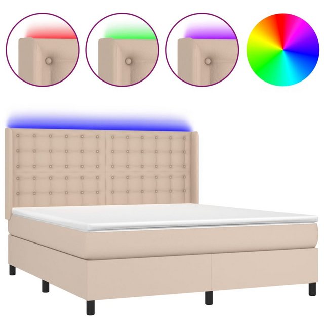 vidaXL Boxspringbett Boxspringbett mit Matratze und LED Kunstleder (160 x 2 günstig online kaufen