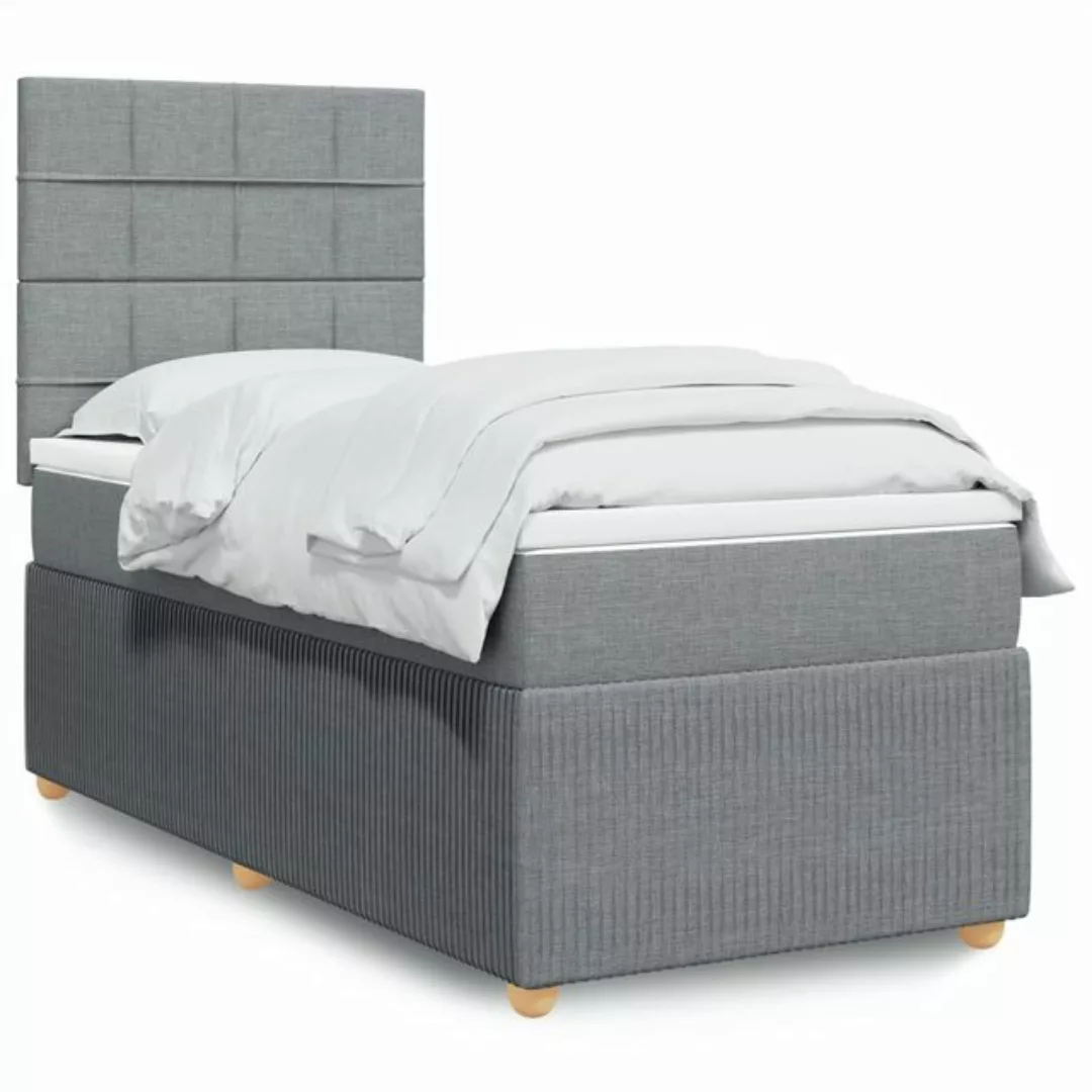 vidaXL Boxspringbett, Boxspringbett mit Matratze Hellgrau 80x200 cm Stoff günstig online kaufen