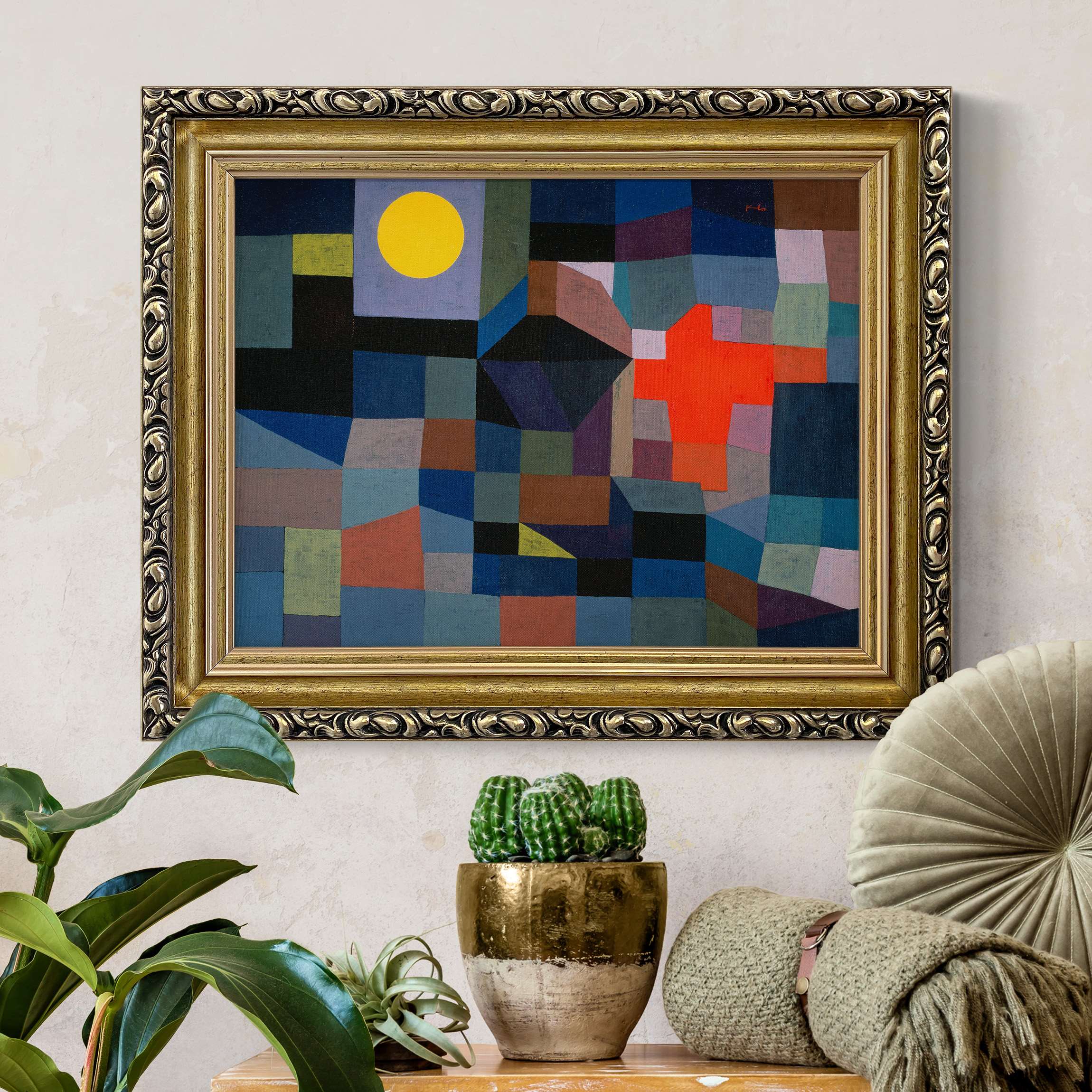 Gerahmtes Leinwandbild Paul Klee - Feuer bei Vollmond günstig online kaufen