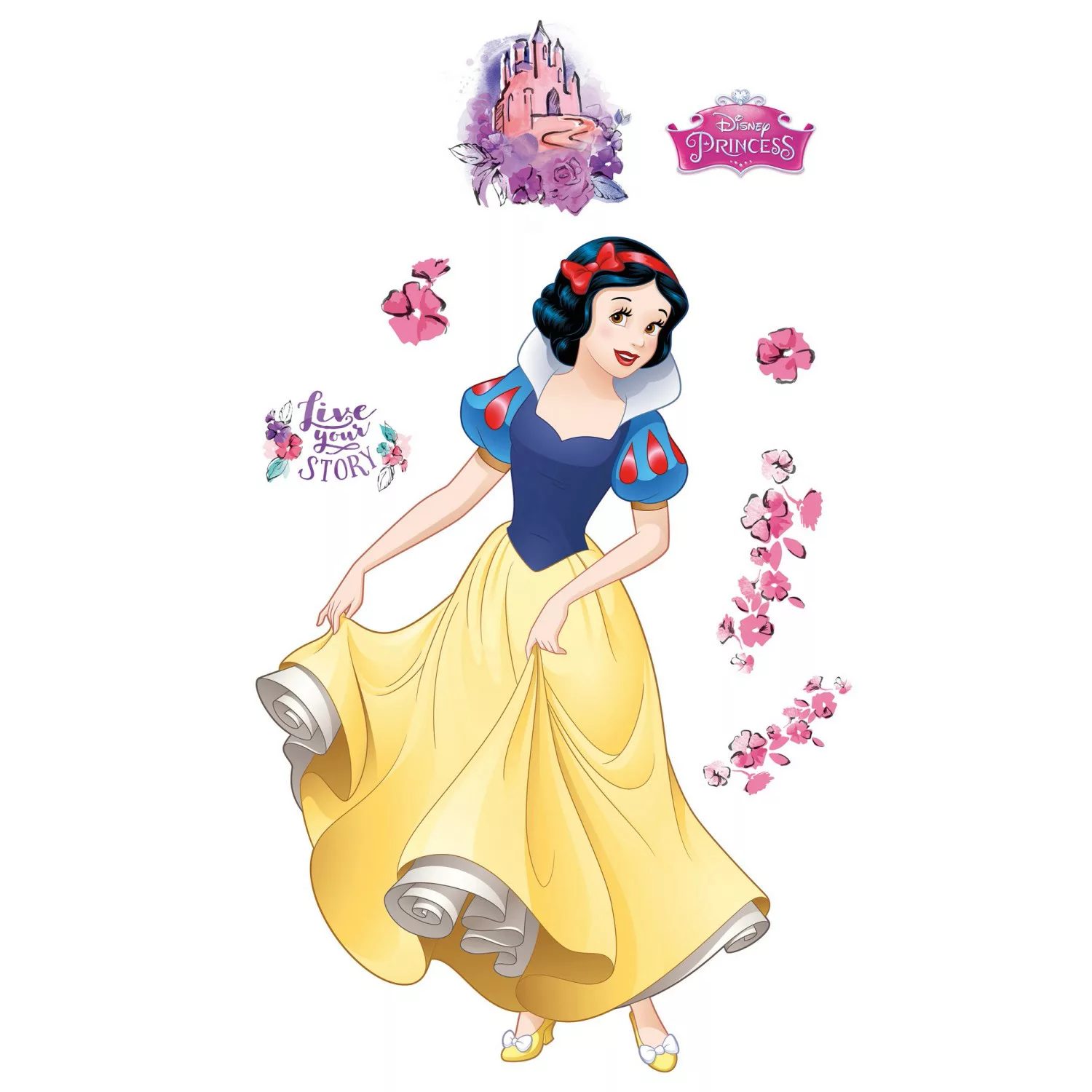 Disney Wandtattoo Schneewittchen Gelb Blau und Rosa 127 x 200 cm 612437 günstig online kaufen