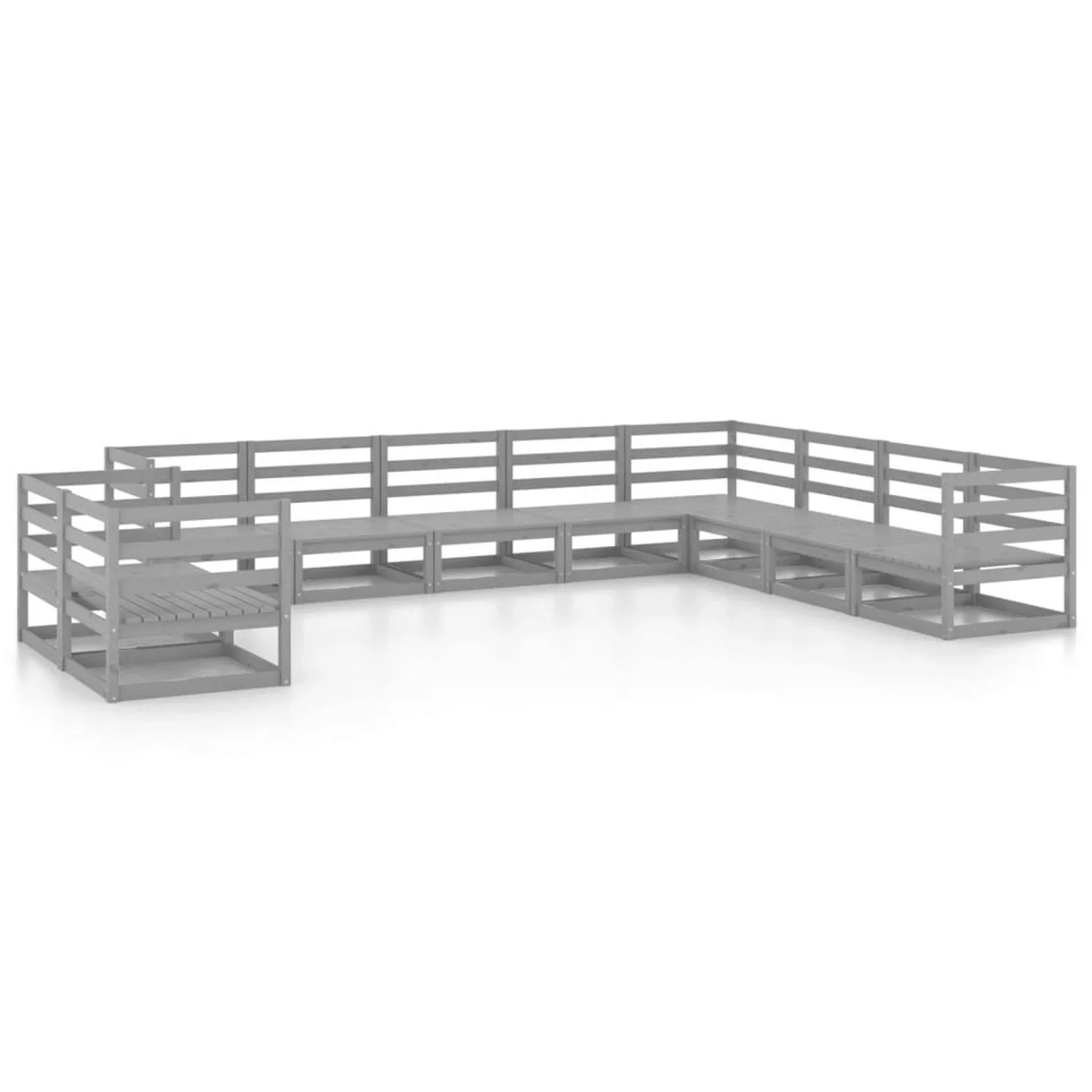 vidaXL 10-tlg Garten-Lounge-Set Grau Kiefer Massivholz Modell 12 günstig online kaufen