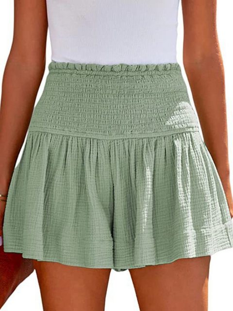 KIKI Shorts Sommer-Stretch-Shorts für Damen mit hoher Taille und Rüschen günstig online kaufen