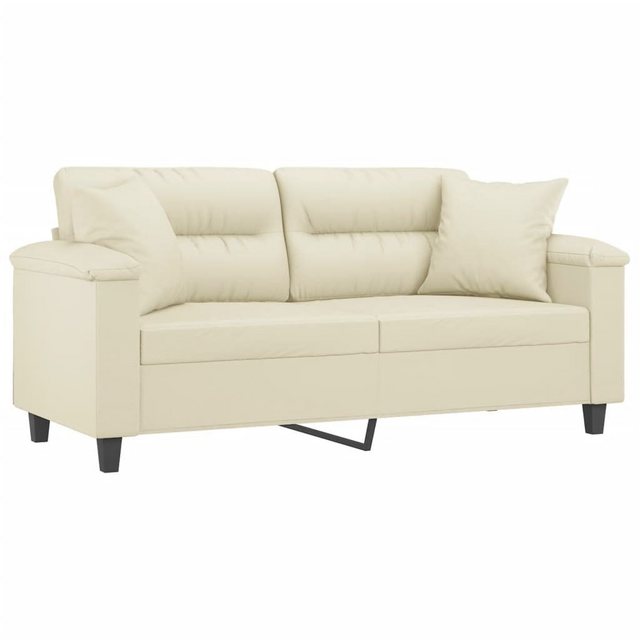 vidaXL Sofa 2-Sitzer-Sofa mit Zierkissen Creme 140 cm Kunstleder günstig online kaufen