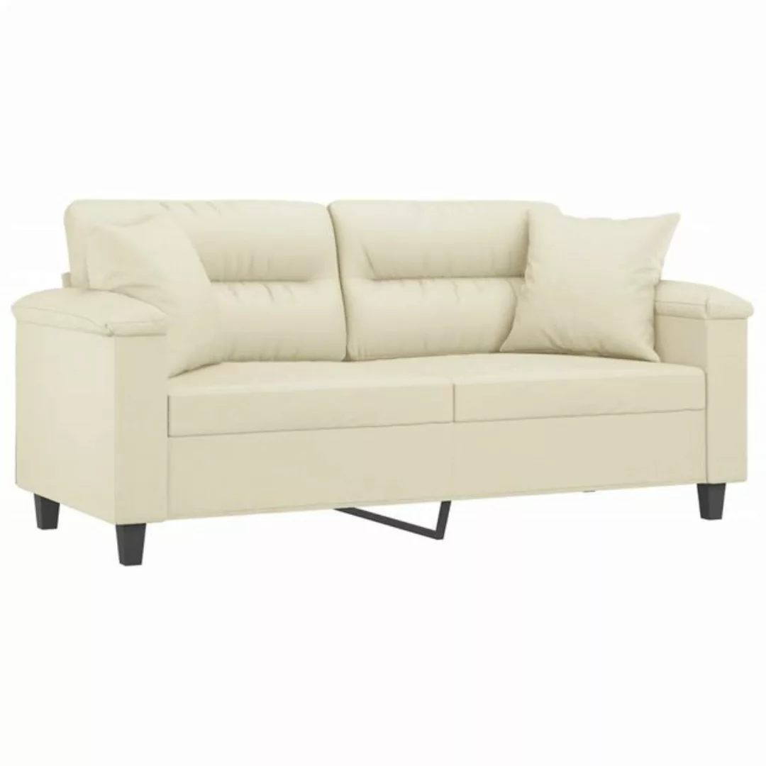 vidaXL Sofa 2-Sitzer-Sofa mit Zierkissen Creme 140 cm Kunstleder günstig online kaufen