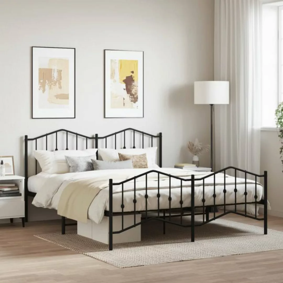 vidaXL Bett Bettgestell mit Kopf- und Fußteil Metall Weiß 183x213 cm günstig online kaufen