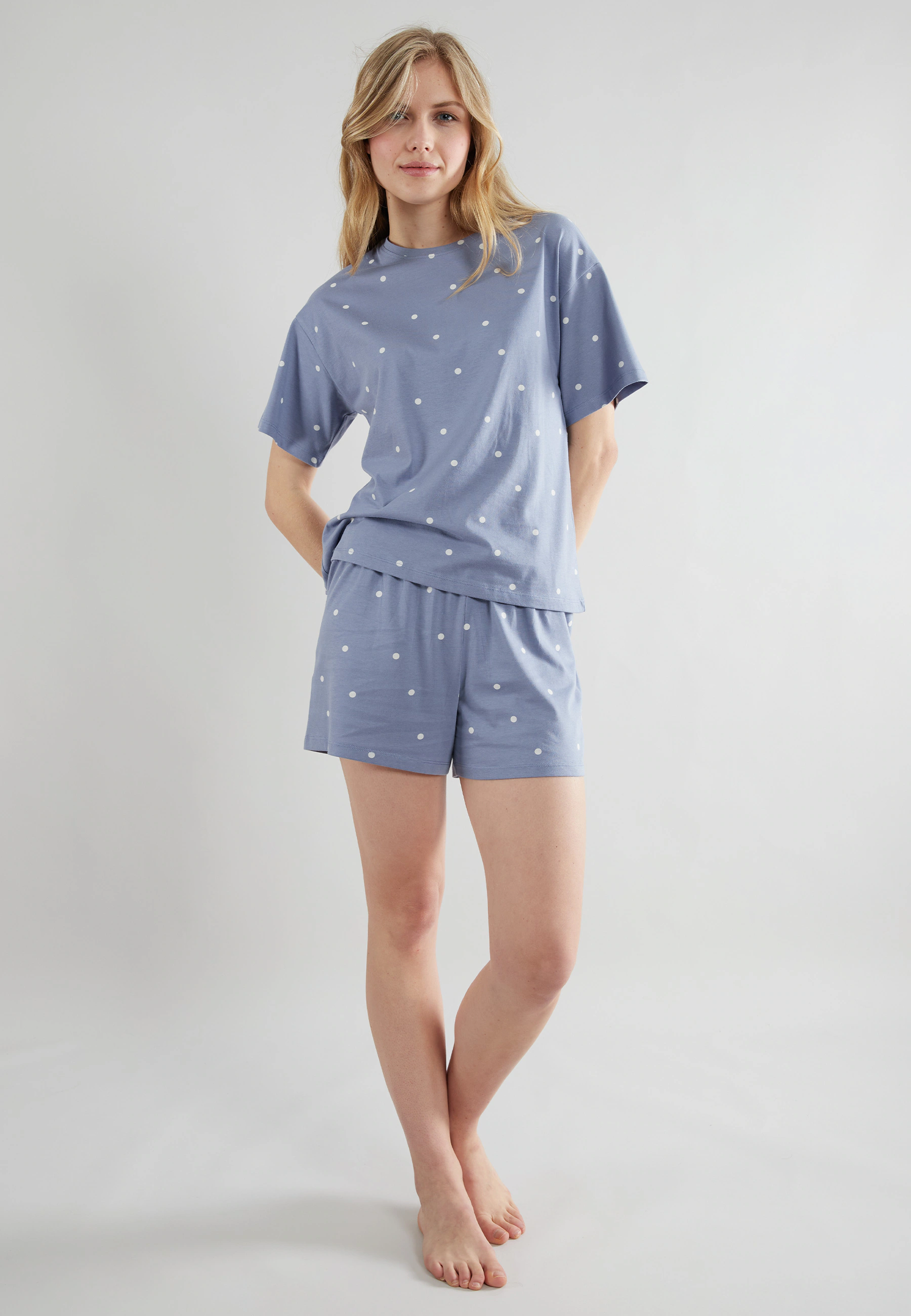 TOM TAILOR Shorty "Charlotte", (2 tlg.), gepunktet, Kurzarm, Rundhalsaussch günstig online kaufen