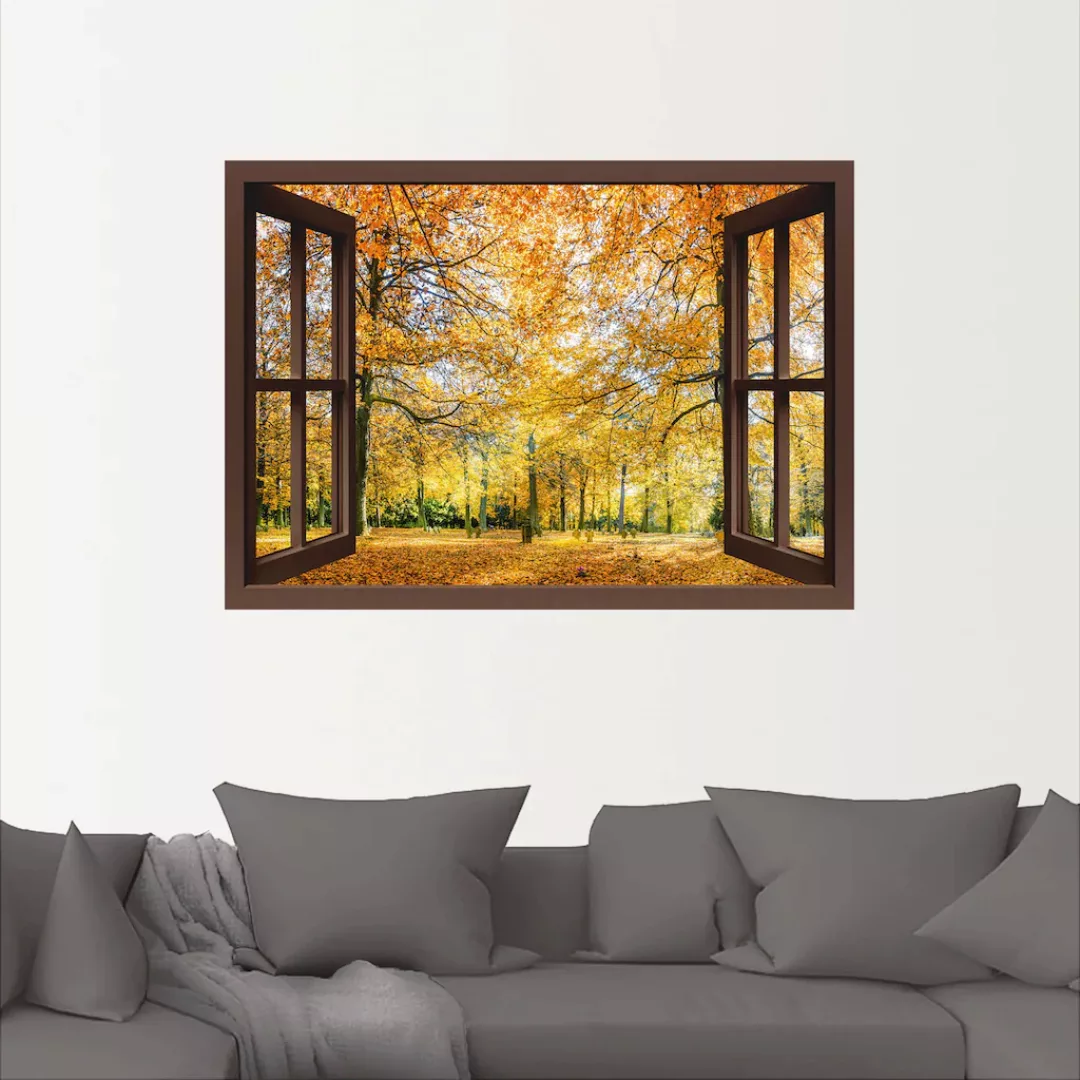 Artland Wandbild "Fensterblick - Herbstwald Panorama", Fensterblick, (1 St. günstig online kaufen