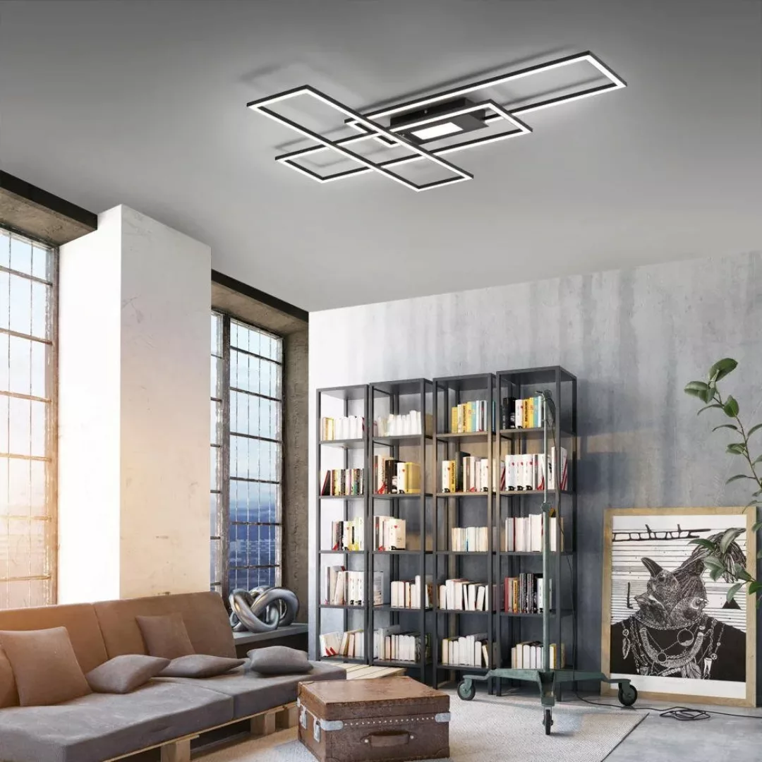LED Deckenleuchte Asmin in Schwarz 4x 11,5W 5500lm günstig online kaufen