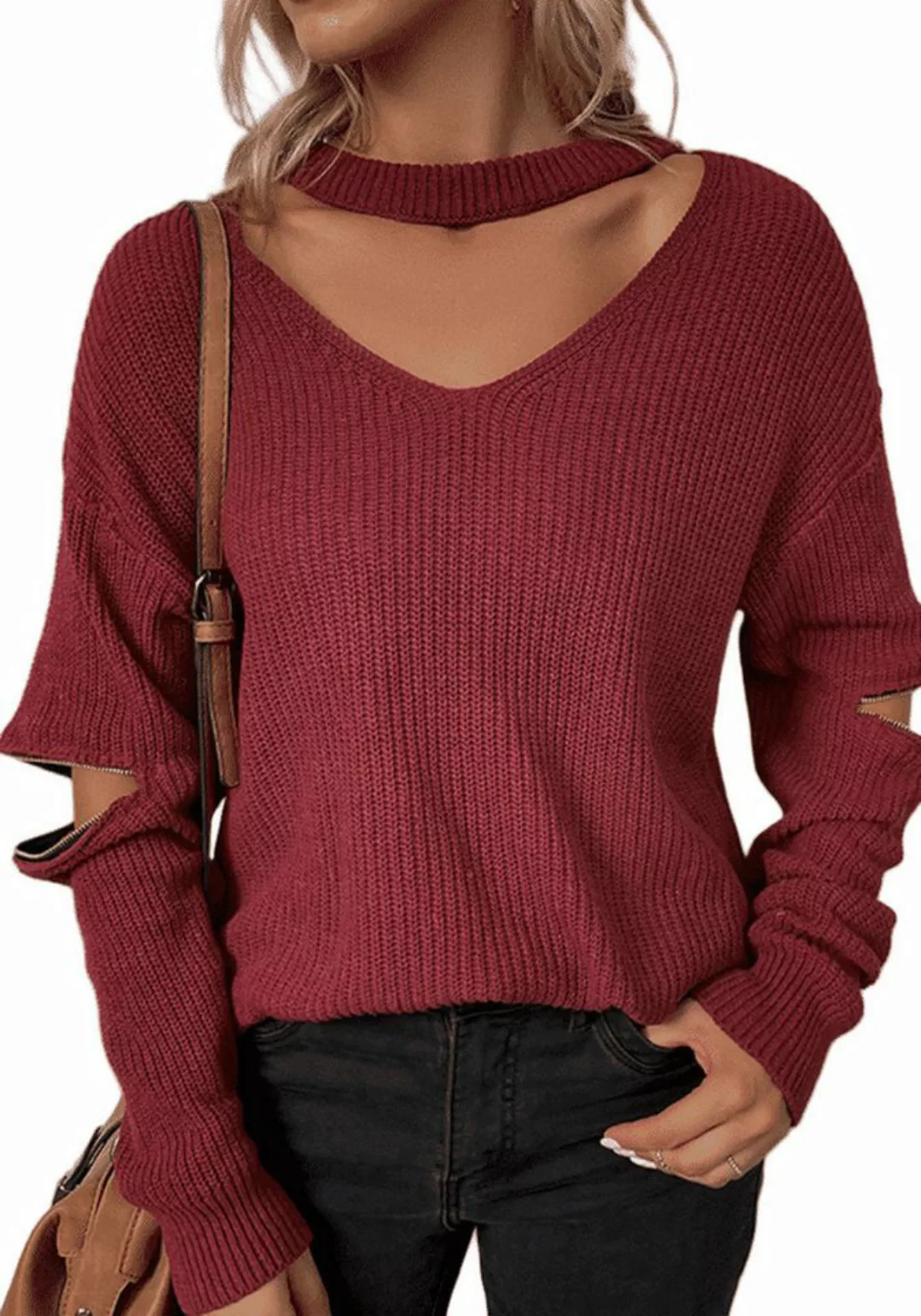 Nebelmeer Strickpullover Strickpullover Herbst Winter Modischer All-Match L günstig online kaufen