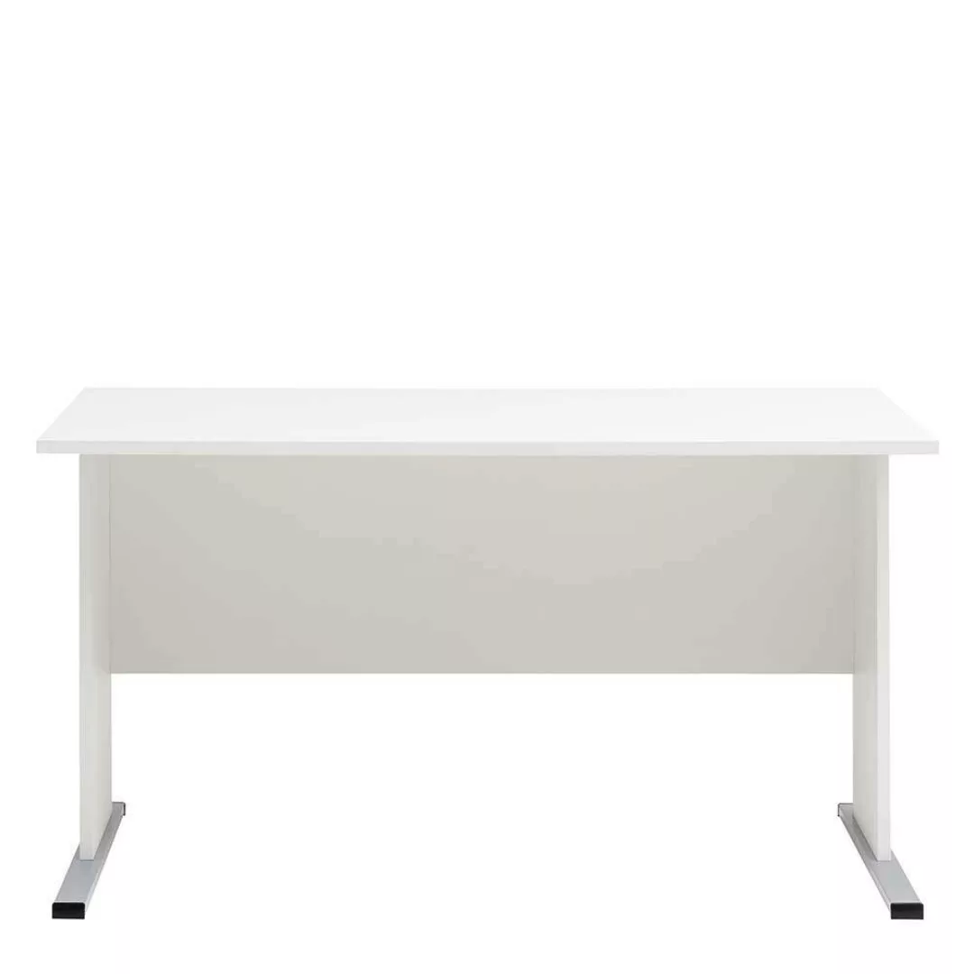 Weißer Schreibtisch mit Knieraumblende 65 cm tief günstig online kaufen
