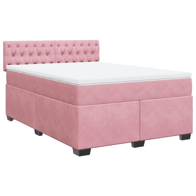 vidaXL Bett Boxspringbett mit Matratze Rosa 160x200 cm Samt günstig online kaufen