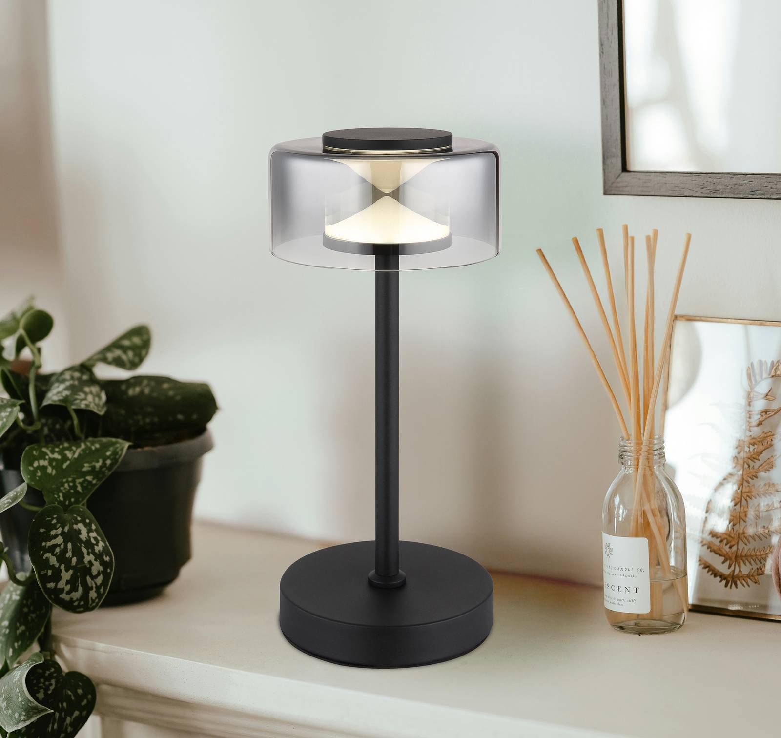 LED-Tischleuchte Belinda, rauchgrau, Höhe 33 cm, Metall günstig online kaufen