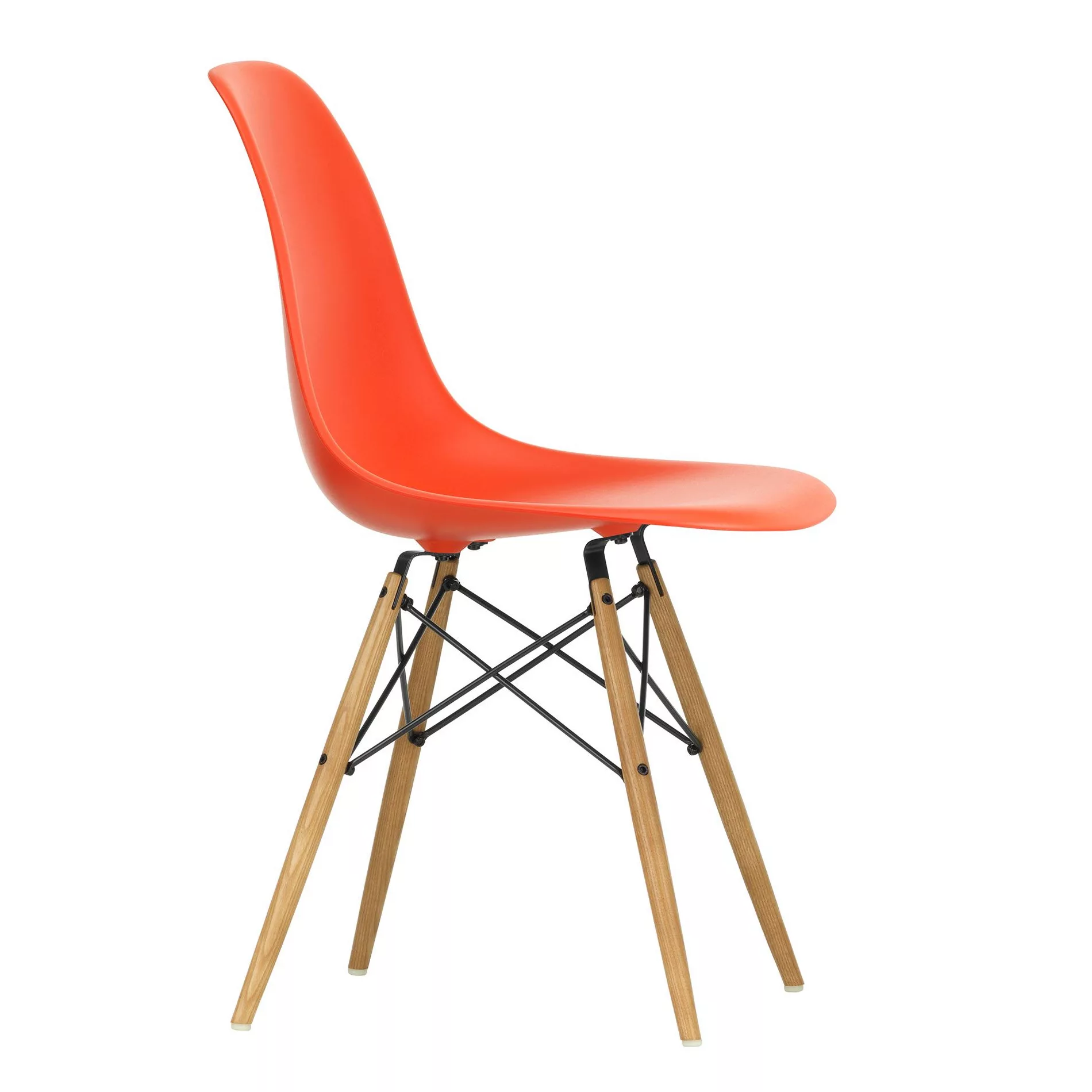 Vitra - Eames Plastic Side Chair DSW Gestell Esche - mohnrot/Sitzschale Pol günstig online kaufen